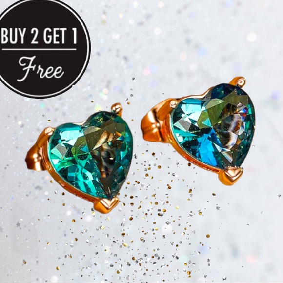 Rose Gold 1.25ct Heart Tourmaline Gemstone Stud Earrings - Picture 2 of 4